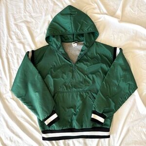 Vintage Green Black & White Striped Pullover Hooded Jacket